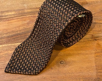 Vintage John Northman silk black and dark orange grenadine tie