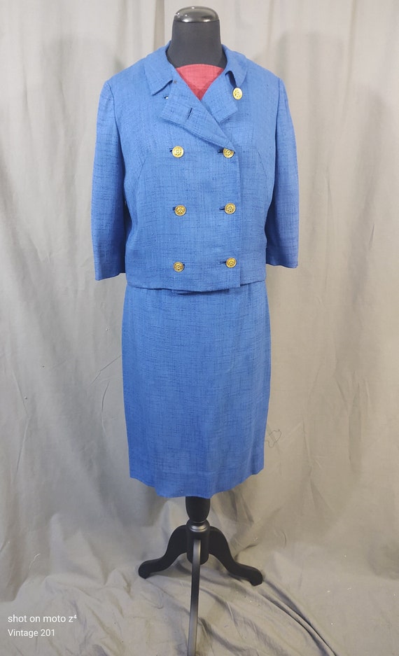 1960s Miller and Levine vintage Blue 3 piece summe