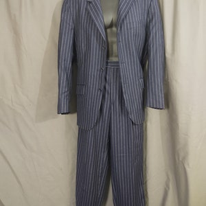 Vintage Cheap and Chic by Moschino wool navy chalk strip suit from the 1990s image 4
