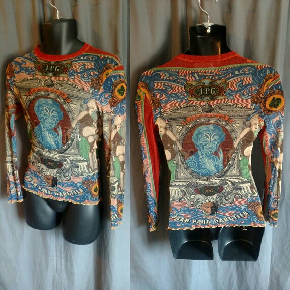 1994 Jean argent Paul Gaultier argent Jean maille Tribal chemise pour hommes / des années 1990 Vintage JPG Tanel porté chemise Made in Italy a0fb69 1994 Jean argent Paul Gaultier argent Jean maille Tribal chemise pour hommes / des années 1990 Vintage JPG Tanel porté chemise Made in Italy a0fb69