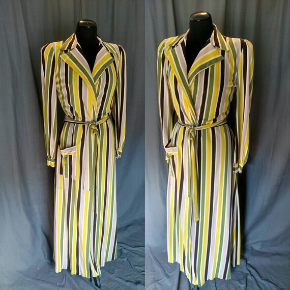 Vintage 1940s Multi-color Stripped Robe - Bloomin… - image 3