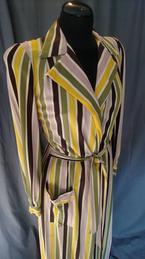 Vintage 1940s Multi-color Stripped Robe - Bloomin… - image 4