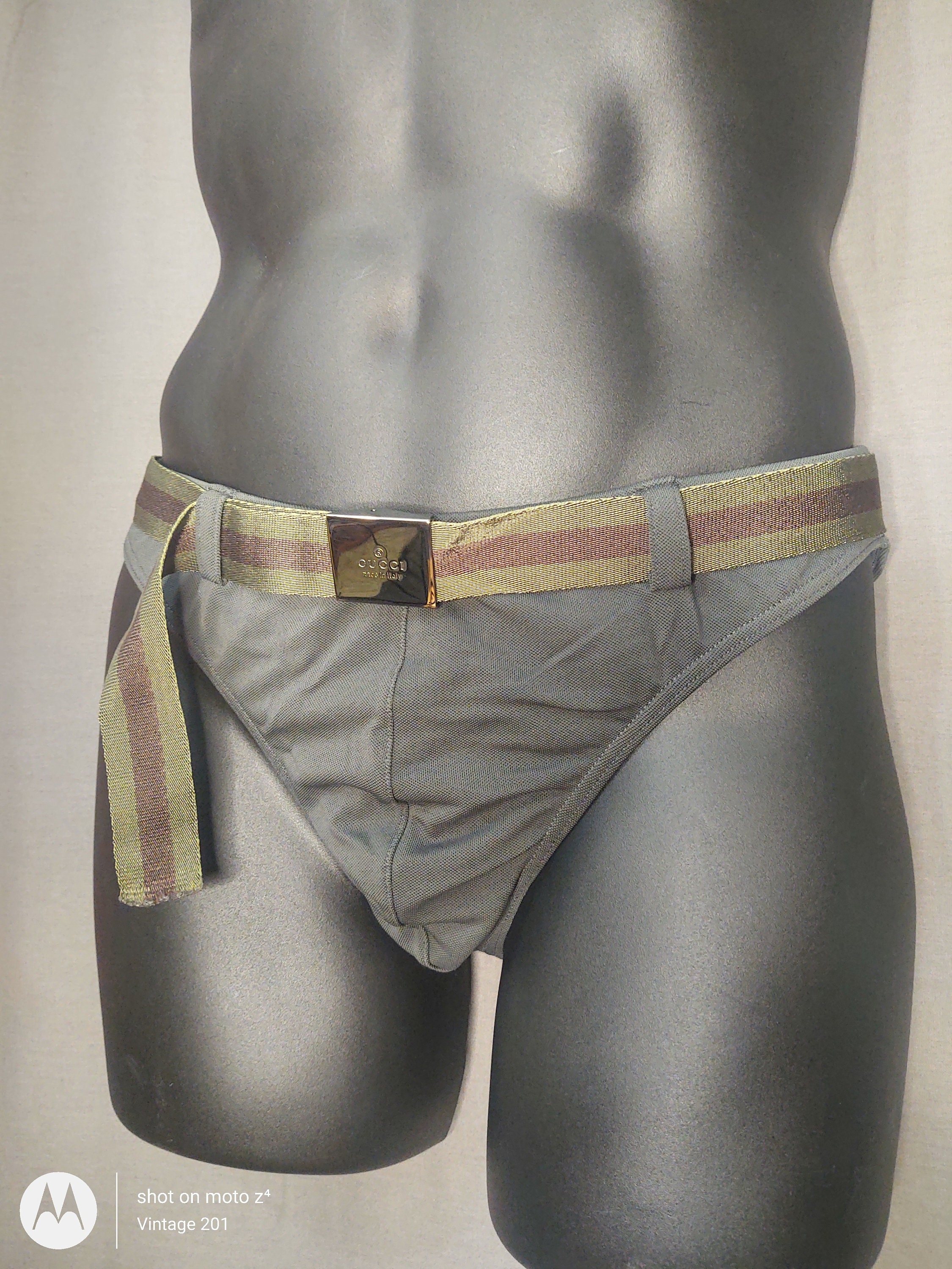 Tom Ford for Gucci 1999 Men's Swim Briefs Belted in Army