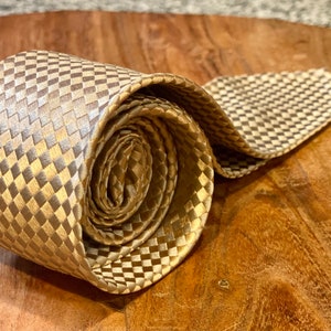 1960s Vintage Silk Tie Gold Jacquard weave by Scott & Scott Loomed in Italy Untipped, 52 inches long Great condition image 4