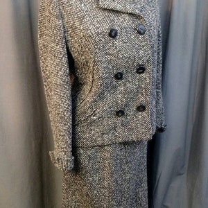 Dan Millstein Wool Tweed Skirt Suit with White Mink Trim Collar image 4