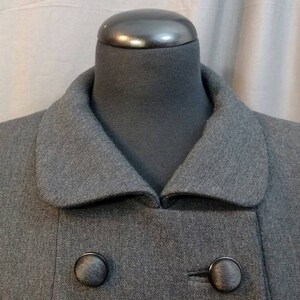 1950s Vintage Wool Ben Zuckerman New York Coat for B. Altman 50s Double Breasted Cropped Peacoat in Gray wool Size 6 Women's image 7