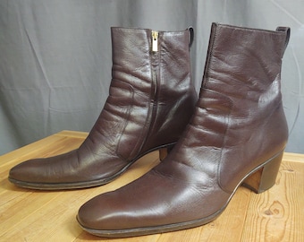 Tom Ford for Yves Saint Laurent Jonny 65 Zip Boots Chocolat Goat Leather- UK 45 US 12