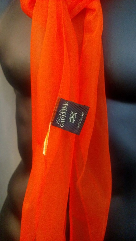 Jean Paul Gaultier Orange Mesh Scarf for Men - image 8