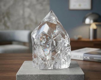 Large !! Clear Quartz Tower ~ Polished Top Tower Crystal ~ Else All Raw Stone ~ Flat Base And Polished Point ~ Choose Size ~