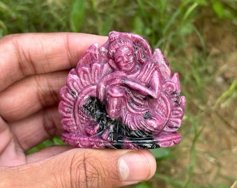 Fantastico!! Statua di Buddha in rubino naturale intagliata ~ Statuetta di Buddha in pietra preziosa intagliata a mano di alta qualità da collezione ~ Certificato di laboratorio di gemme autentiche