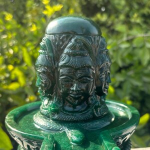 Huge !! Green Jade Shivling ~ Margaj Shiva Lingam Statue ~ Panchmukhi Pashupatinath Shivl ~ Crystal Shivlingam ~ 4990 Grams , 11.02" Inches image 9
