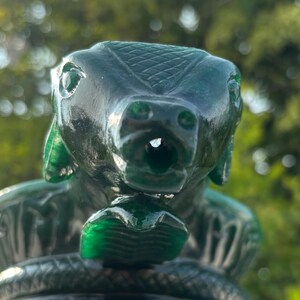 Huge !! Green Jade Shivling ~ Margaj Shiva Lingam Statue ~ Panchmukhi Pashupatinath Shivl ~ Crystal Shivlingam ~ 4990 Grams , 11.02" Inches image 7