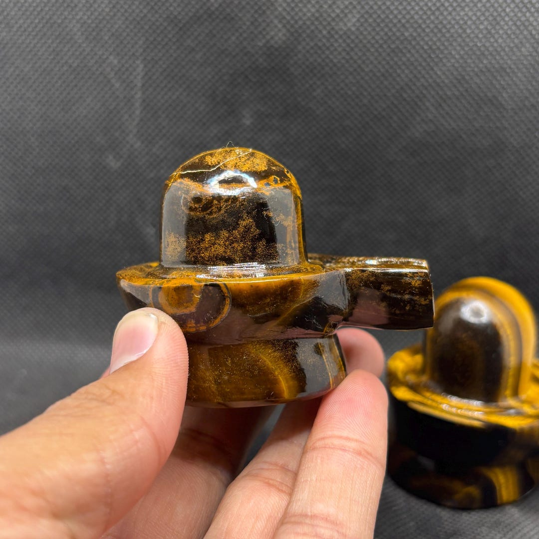 Natural Tiger Eye Shivling ~ Medium Size Crystal Shiva Lingam Statue ...