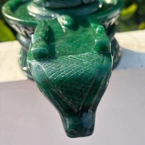 Huge !! Green Jade Shivling ~ Margaj Shiva Lingam Statue ~ Panchmukhi Pashupatinath Shivl ~ Crystal Shivlingam ~ 4990 Grams , 11.02" Inches image 8