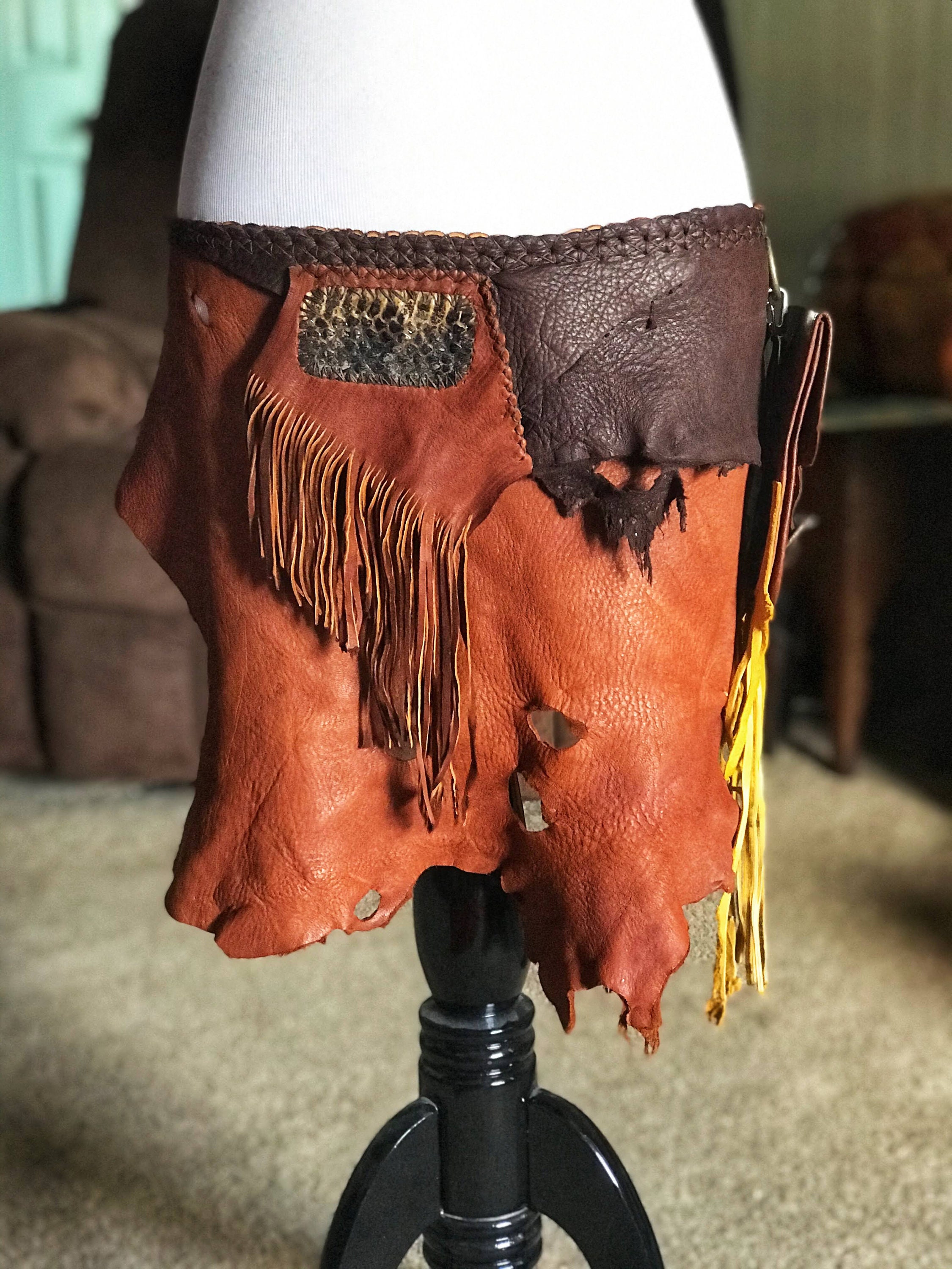 tribal leather skirt
