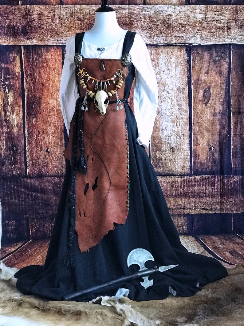 Viking Full Black Apron Dress With Leather Panel ONLY NO Under Etsy