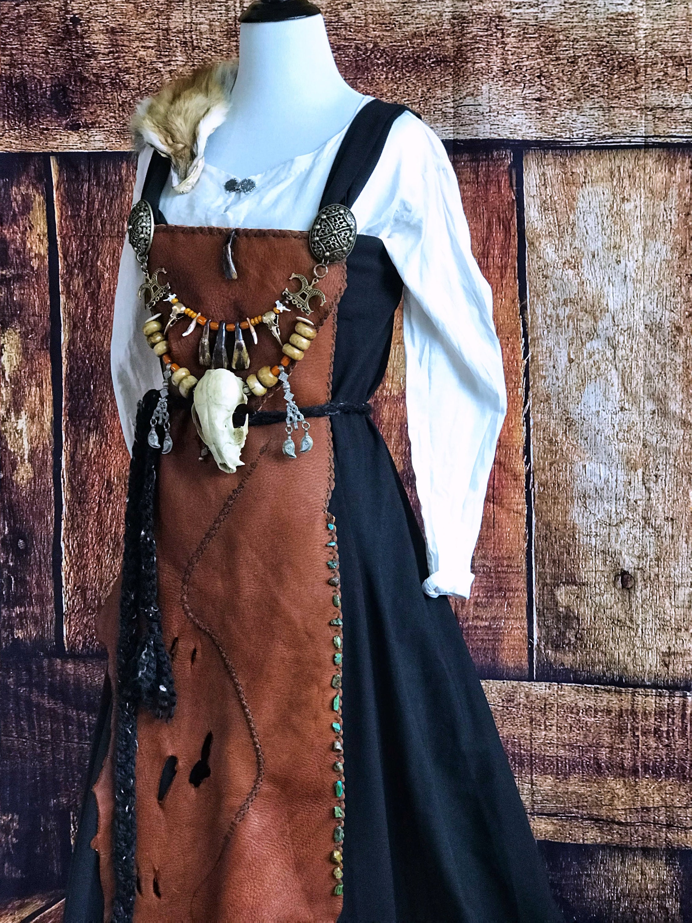 Viking Full Black Apron Dress With Leather Panel ONLY NO Under Etsy