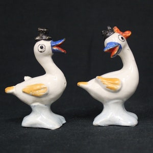 Vintage Japanese Blue Billed Duck Salt and Pepper Shakers with One Cork Missing, Set of Two (V4573)
