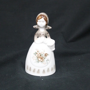 Vintage Giftcraft Ceramic Bell Tans Brown 1980&#39;s Country Girl (V2352)