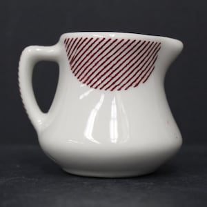 Vintage Restaurant Ware Cream Pitcher with Maroon Lines (V479)