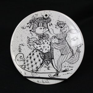 Vintage Rosenthal Bjorn Wiinblad &#39;Januar Kontakt&#39; Decorative Round Plaque (V1464)