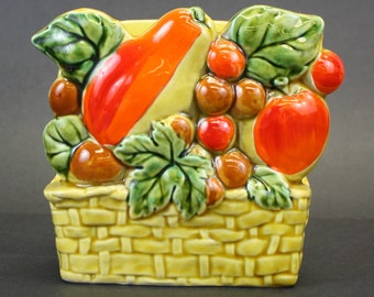 Vintage Lefton Basket Weave Fruit Napkin Holder (E8978)