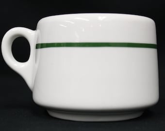 Vintage 1935 Syracuse China 'Grue Church' Coffee Mug with Green Pinstripe (V1109)