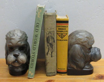 Vintage Norleans French Poodle Grey Japan Set of Two Bookends (E2315)
