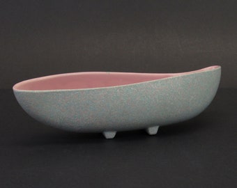 Vintage Mid Century Pink and Blue Speckled TV Planter (E10830)