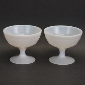 Vintage Milk Glass Pedestal Sherbet Glasses, Set of 2 (E10591)