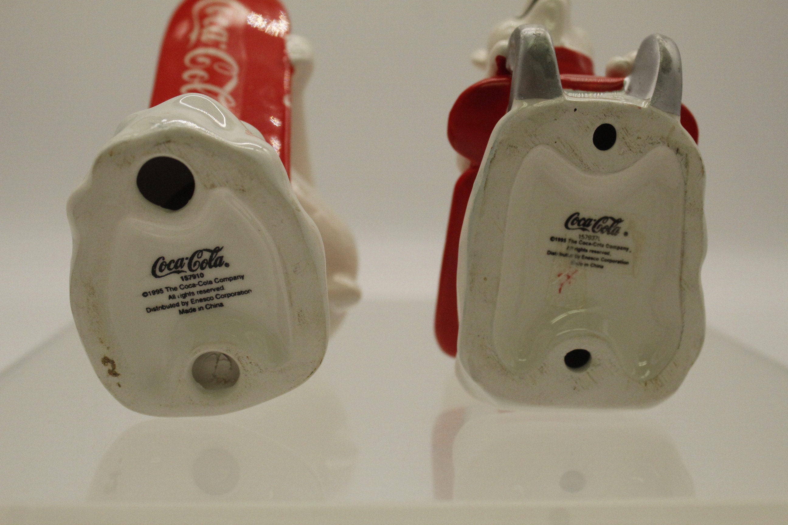 Vintage Coca-cola Enesco Set of Two Snowboarder Polar Bears (V8762