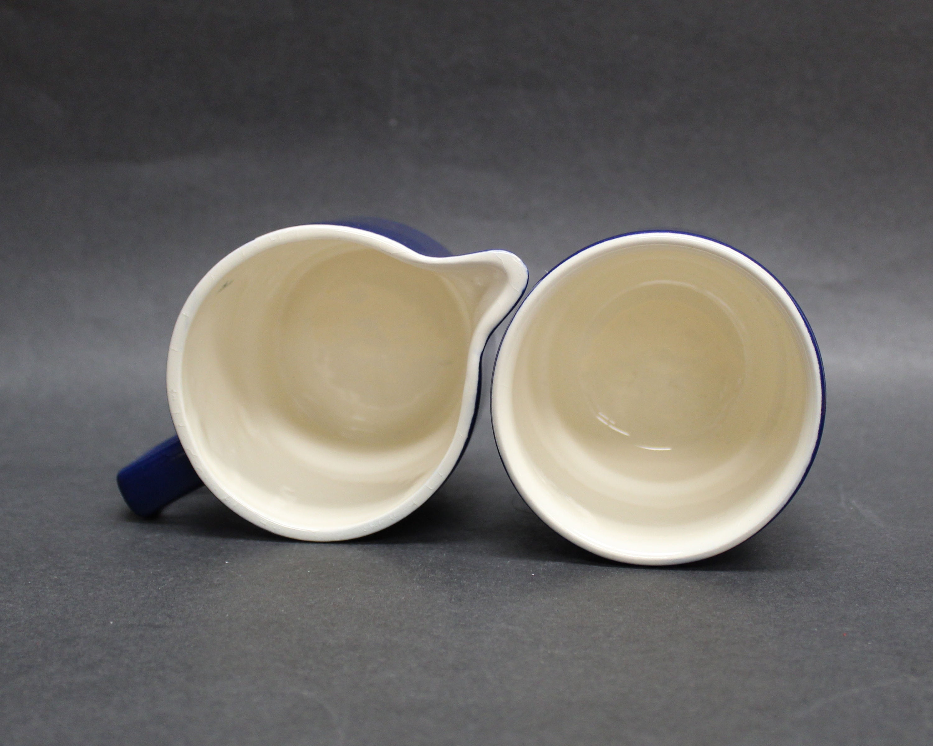 Vintage Modern Blue and White Stackable Sugar and Creamer Set Etsy