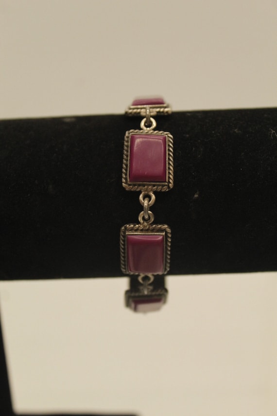 Vintage Mexico Purple Stone Rectangle with Silvert
