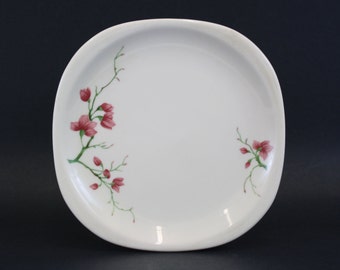 Vintage 1958 Syracuse Berkeley Trend Pink Magnolia Blossom Square B & B Plate (E6510)