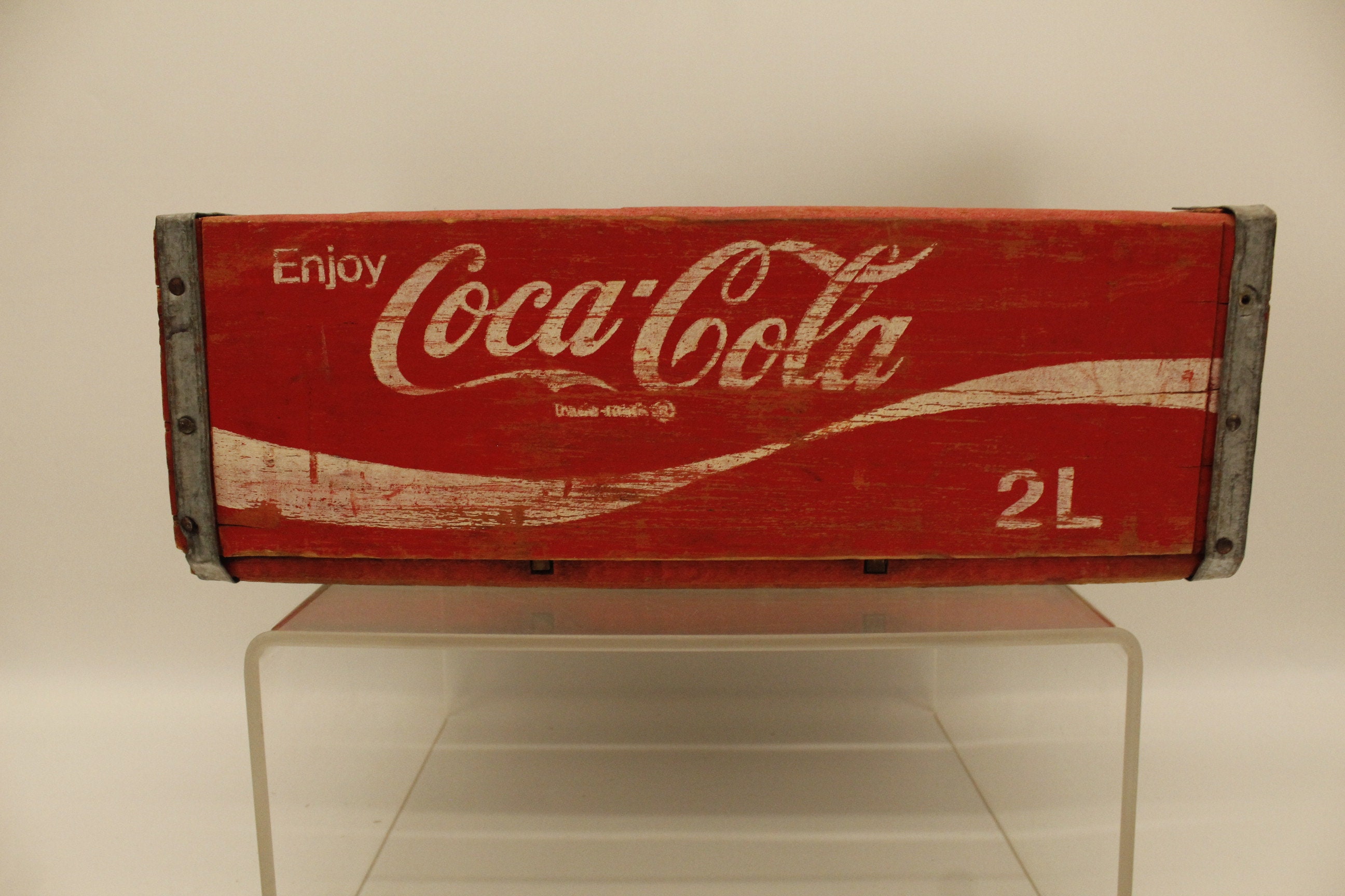 Vintage Coca Cola Advertising Wood Crate 2L With Inserts (V9186