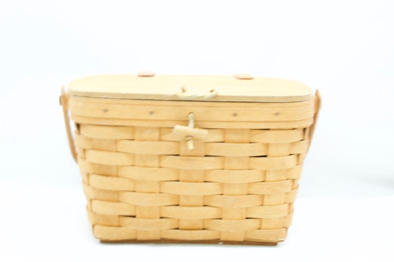 Vintage 1994 Longaberger Medium Purse Wooden Handle Basket V7711