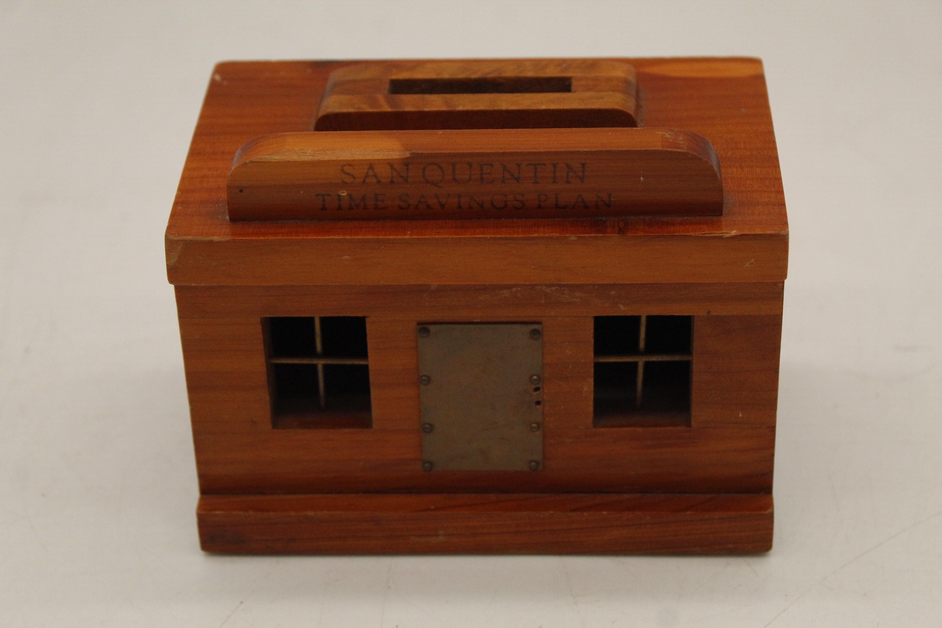 Vintage San Quentin Prison Art Bank, Varnished Wood & Copper Door