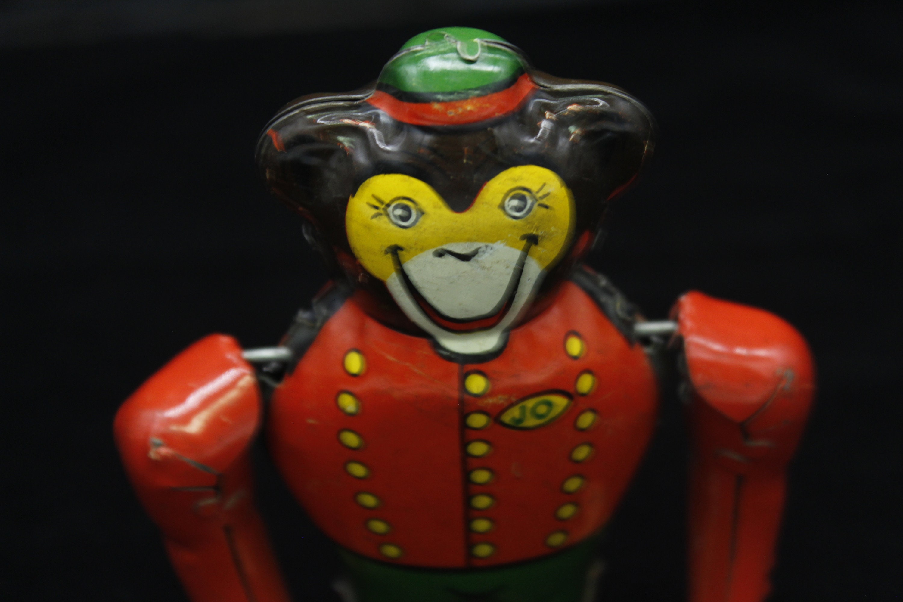 Vintage Toy Monkey Ornament With Cymbals and Wind-up Screw