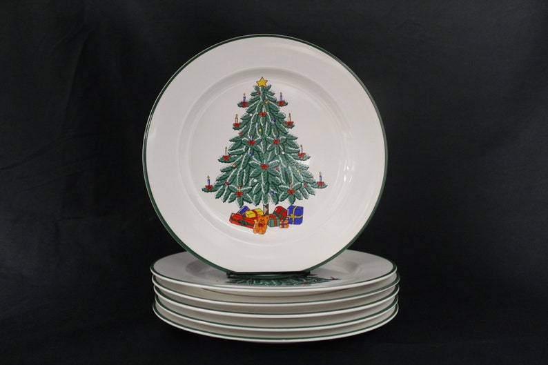 Vintage Stoneware Christmas Tree Dinner Plates With Green - Etsy Australia