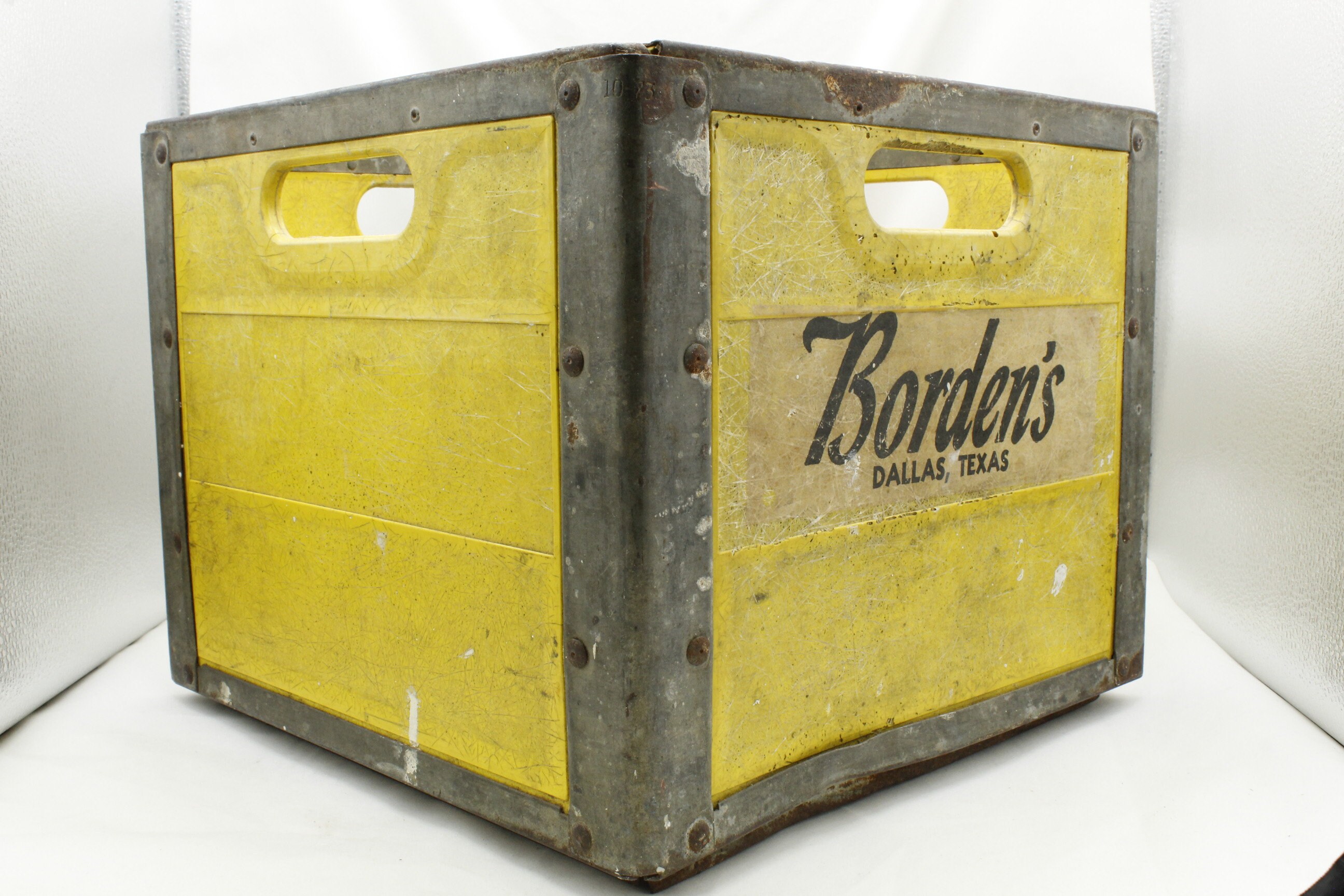 Vintage 1960's Borden's Erie Milk Crate Metal Fiberglass