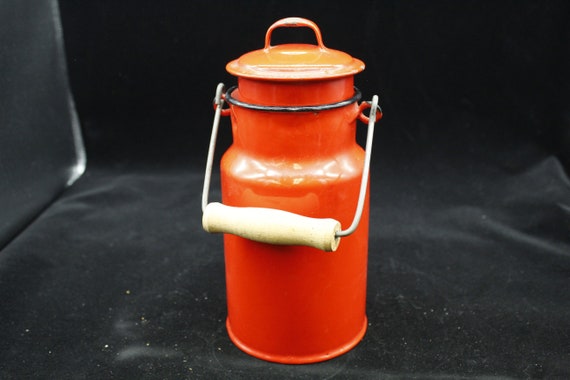Vintage Polish Red Metal Enamelware Milk Can (V7254) - Etsy