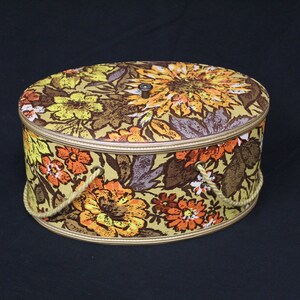 Vintage Orange Yellow MCM Mid Century Modern Vinyl Covered Box with Rope Handles (V6651)