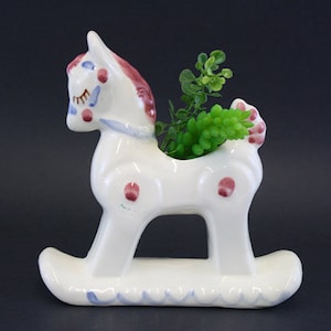 Vintage Kitsch Rocking Horse Planter (E6310)