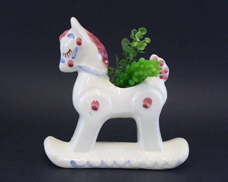E6310 Vintage Kitsch Rocking Horse Planter