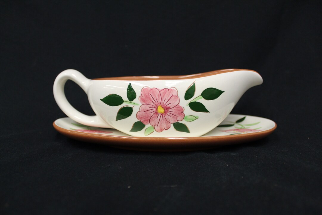 Vintage Stangl Pottery 'wild Rose' Gravy Boat With Etsy