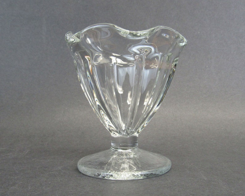 Vintage Fluted Edge Clear Glass Short Parfait Cups Set of 2 Etsy
