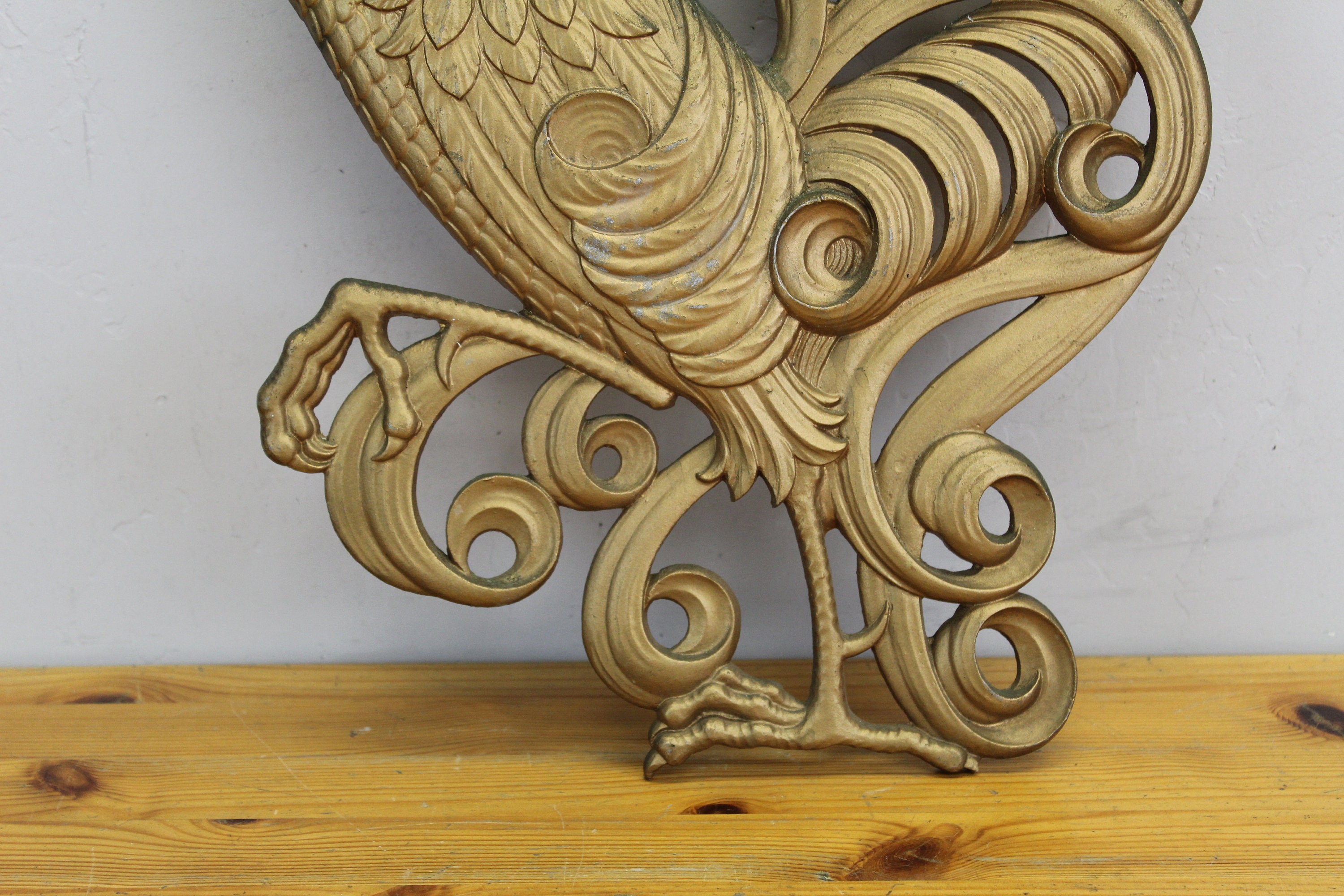 Vintage Large Goldtone Metal Rooster Wall Hanging E13823 Etsy