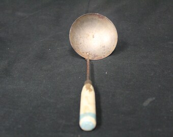 Vintage Baby Ladle White w/ Blue Stripe (V4831)