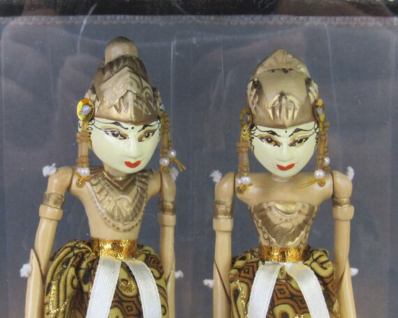 Vintage Rama & Shinta Indonesian Rod Puppets in Original Clear