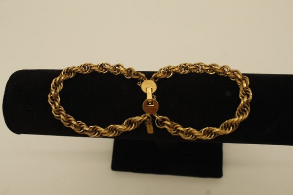 Vintage Monet Double Strand Gold Tone Bracelet (V… - image 5